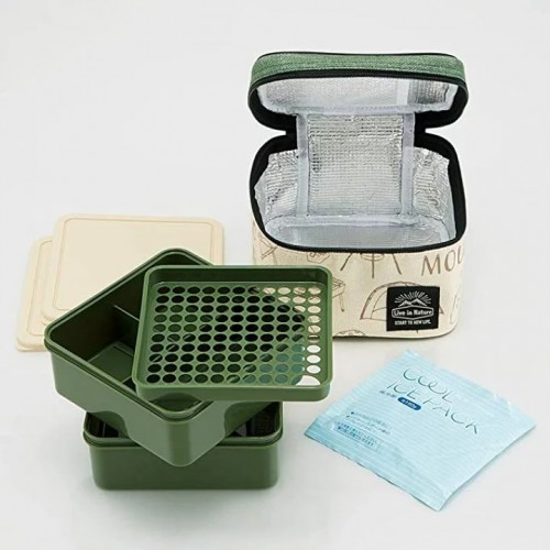 SKATER斯凯达 抗菌双层便当盒 含保温袋/保冷剂 超大容量 2240ml-绿色